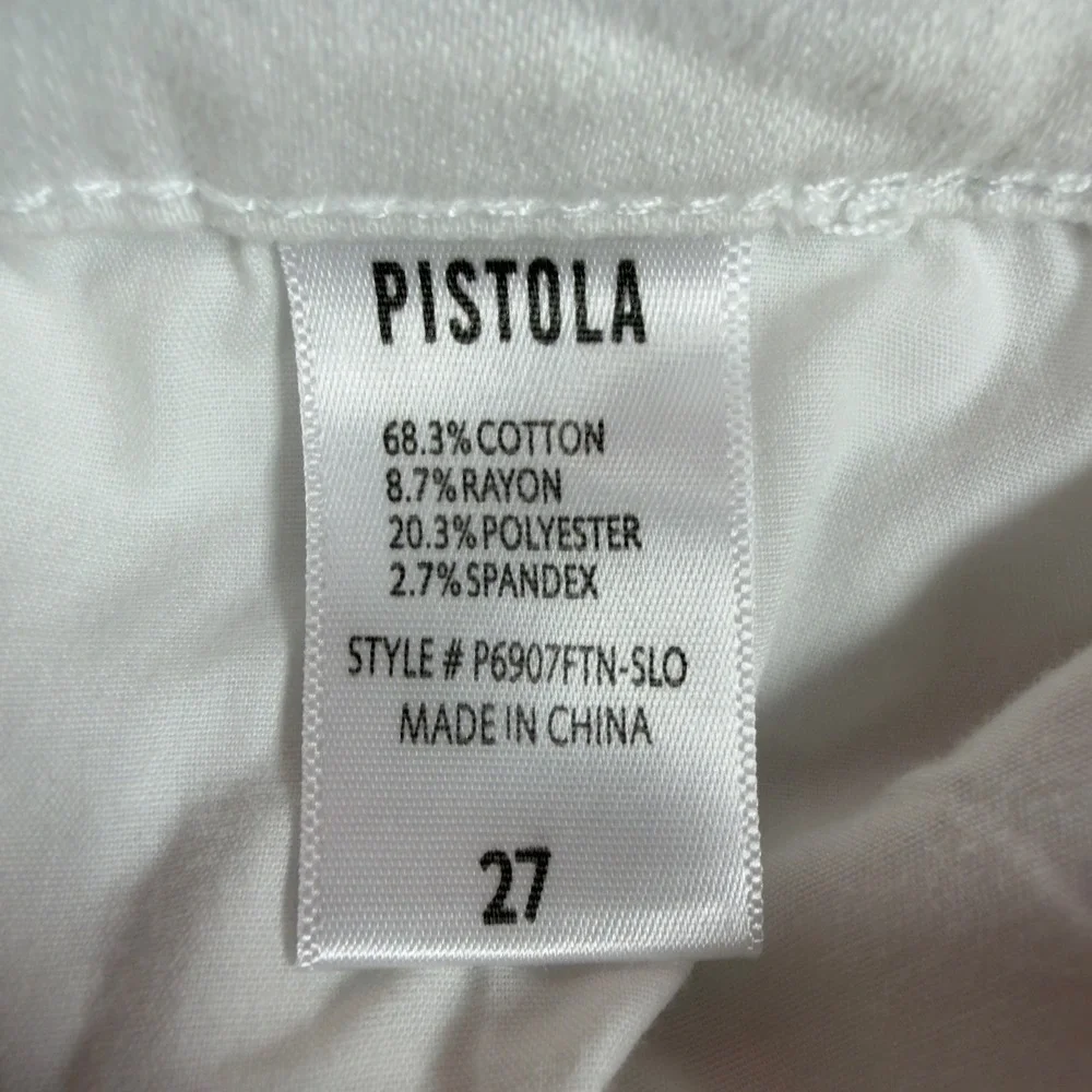 Pistola P6907FTN-SLO Flare Jeans Womens 27 White Ruffle Frayed Hem Y2K Boho